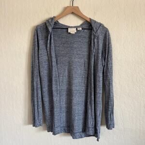 Cynthia Rowley 100% Linen Long Sleeve Hooded Cardigan size Small Heathered Blue